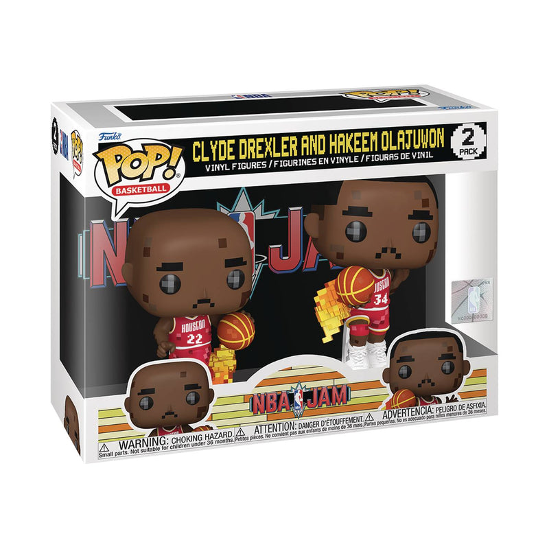 Funko Pop! NBA Jam Houston Rockets: Clyde Drexler and Hakeem Olajuwon Vinyl Figure 2-Pack